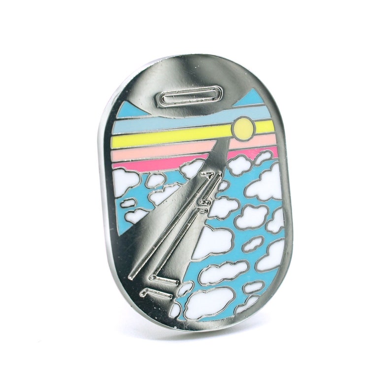 Airplane window view enamel pin, Adventure pin, Travel lapel pin image 1