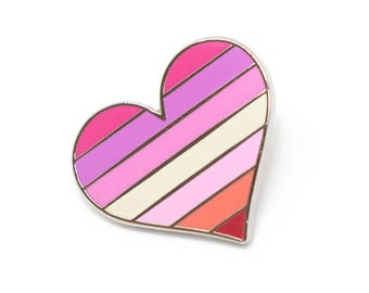 Lipstick lesbians pride pin, gay lapel pin, lesbian flag pin, heart enamel pin, gay decoration, feminist pin, LGBTQ pin, love is love