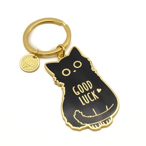 Cat keychain, Black cat keychain, Good luck charm, Good luck cat, Lucky charm, Lucky charm keychain, Good luck, Cat lady, Black cats image 1