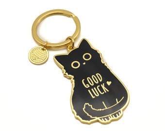 Cat keychain, Black cat keychain, Good luck charm, Good luck cat, Lucky charm, Lucky charm keychain, Good luck, Cat lady, Black cats