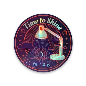 Holographic Sticker, Space Sticker, Time to shine, Laptop Sticker, Solar System Sticker, Holographic sationary, Space Lover