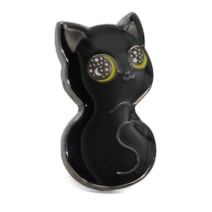 Black cat enamel pin, Space lover, Starry eyes cat, Space pin, Cat lapel pin, Space cat pin, Cat lover pin, Cat lover, Cat lady