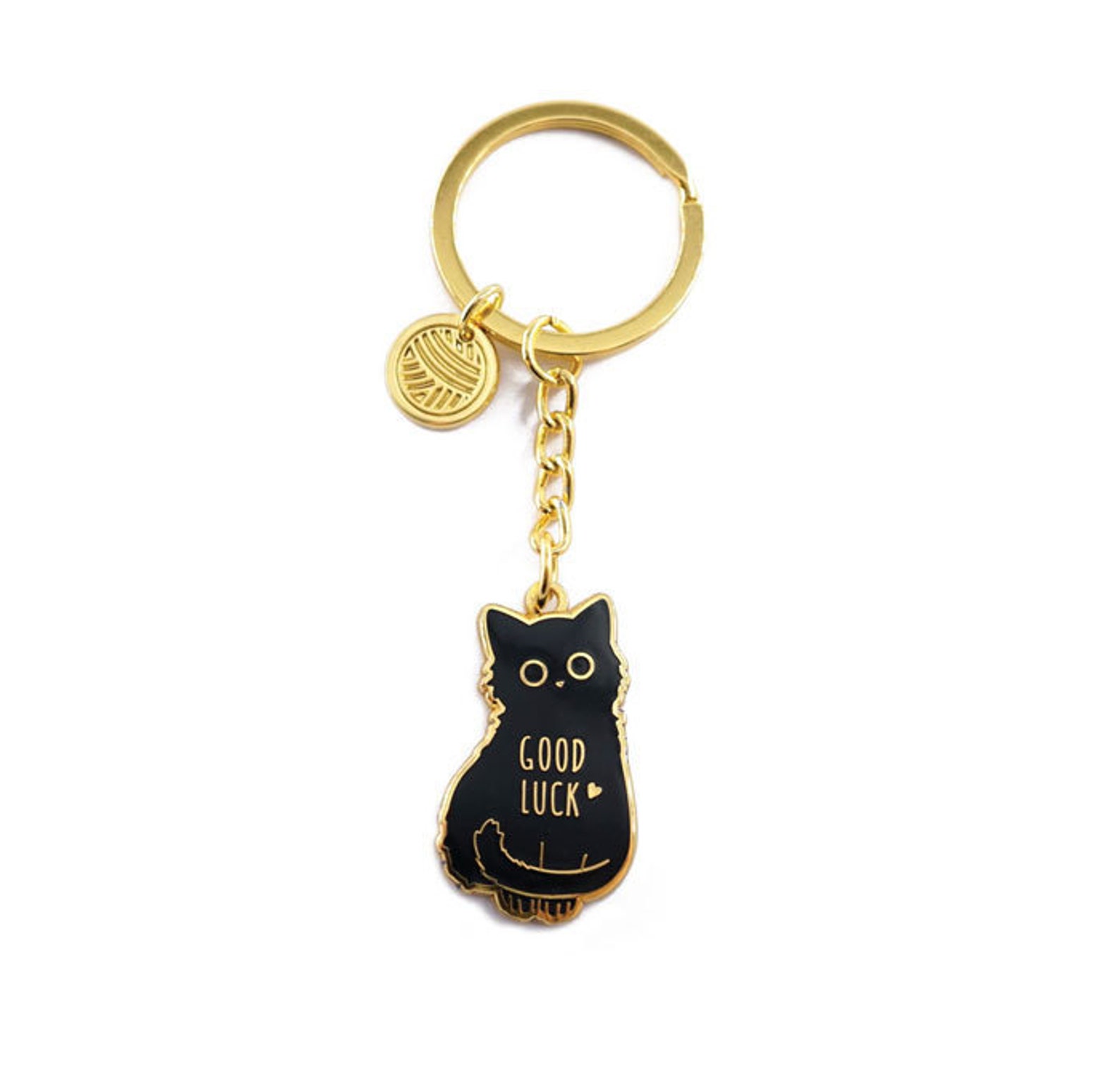 Cat keychain Black cat keychain Good luck charm Good luck Etsy
