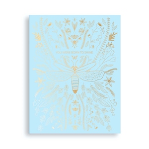 Fireflies-wenskaart, insectengroet, groet natuurliefhebber, Born to shine-kaart, insectenliefhebber, bladgoudkaart, briefpapier