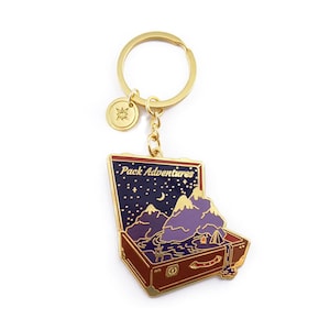 Adventure keychain, Pack Adventures key ring, Suitcase keychain, Traveler keychain, Explorer keychain, Camping keychain, Trip Accessory