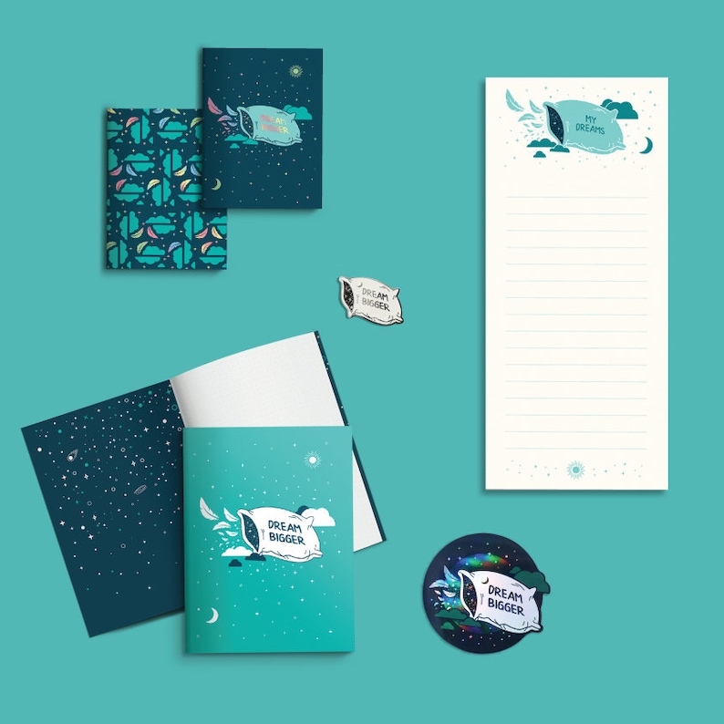 Dream bigger Travel stationery Inspirational notepad Goal list Desk notepad Packing list To do list Writing pad Stationery notepad