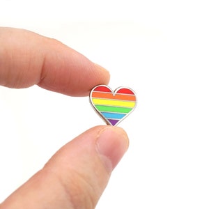 Tiny Pride pin, Rainbow heart enamel pin, lapel pin, LGBTQ pin, Gay accessories, Support LGBT pin, rainbow enamel pin