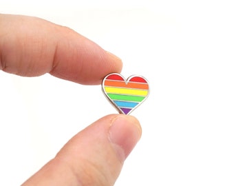 Tiny Pride pin, Rainbow heart enamel pin, lapel pin, LGBTQ pin, Gay accessories, Support LGBT pin, rainbow enamel pin