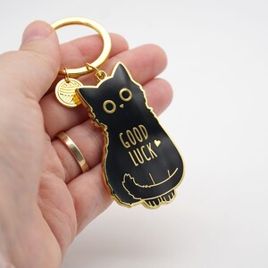 Cat keychain, Black cat keychain, Good luck charm, Good luck cat, Lucky charm, Lucky charm keychain, Good luck, Cat lady, Black cats image 2