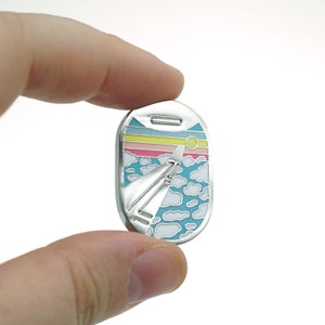 Airplane window view enamel pin, Adventure pin, Travel lapel pin image 3
