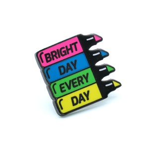 Stationery enamel pin, Highlighters lapel pin, Markers lapel pin, Neon enamel pin, Pin for stationery lovers, Kawaii pin