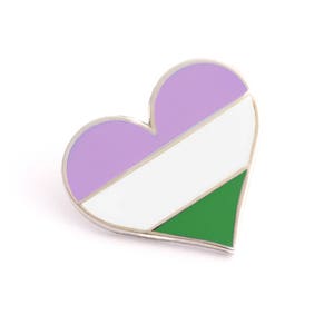 Genderqueer Flag Heart Enamel Pin: LGBTQ Pride Accessory