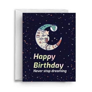Birthday greeting card, Dino greeting card, Dinosaur birthday, Space greeting card, Holographic greeting card, Birthday card, Space card
