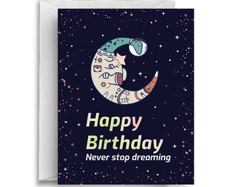 Birthday greeting card, Dino greeting card, Dinosaur birthday, Space greeting card, Holographic greeting card, Birthday card, Space card