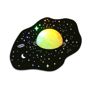 Holographic Sticker, Space Sticker,Egg planet Sticker, Stars sticker, Laptop Sticker, Egg Sticker, Holographic stationary, Rainbow sticker