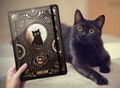 Good luck black cat journal for cat and pet lovers with gold accents, Luxury writing notebook dotted or lined pages product logo