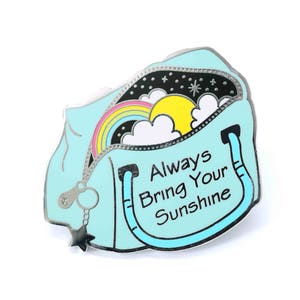 Sunshine Bag Enamel Pin: Inspirational Rainbow Space Lapel Pin