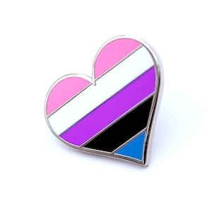 Gender Fluid Pride Pin, LGBT Lapel Pin, Genderfluid Flag Pin, Heart Enamel Pin, LGBT community, Gender Fluid accessory
