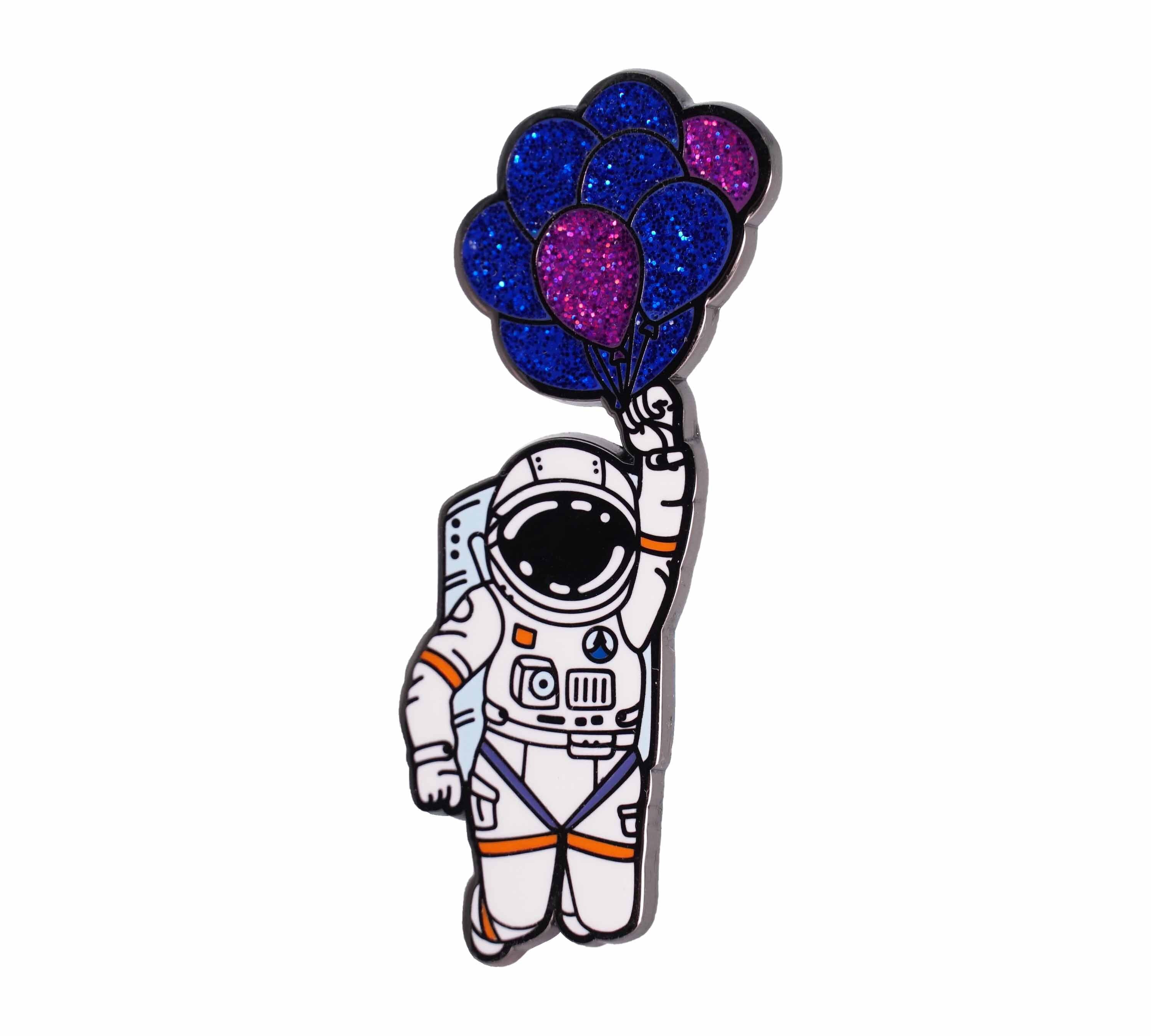 Astronaut holding balloons Enamel pin Astronaut Enamel pin Etsy