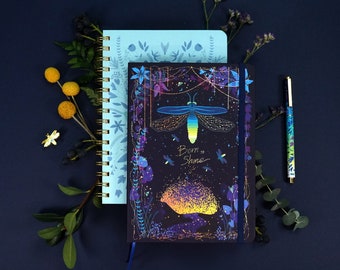 Fireflies journal, Lined journal, Dotted journal, Notebook with dots, Hard cover notebook, Dotted paper journal, Insect notebook, Stationery