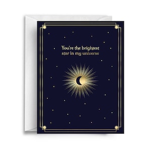 Helderste sterwenskaart, liefdeswenskaart, gouden kaart, zon-maankaart, sterkaart, maanwenskaart, liefdeskaart, ruimtewenskaart