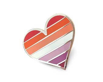 Lesbians pride pin, gay lapel pin, lesbian flag pin, heart enamel pin, gay decoration, feminist pin, LGBTQ pin