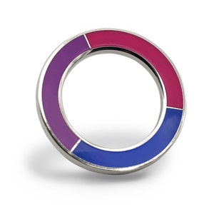 Bisexual Pride Circle Enamel Pin, Bi Pride flag pin, Gay lapel pin, Bisexual flag pin, Gay bag accessory , Gay badge