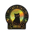 Cat sticker, Good luck cat, Cat eyes sticker, Black sticker, Black cat sticker, Black cat lover, Cat lover gift, holographic sticker product logo
