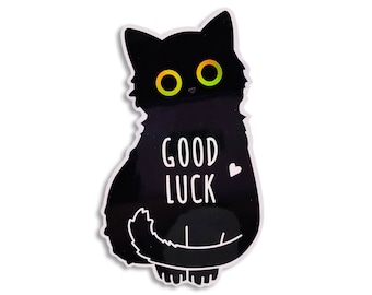 Cat sticker, Good luck cat, Cat eyes sticker, Black sticker, Black cat sticker, Black cat lover, Cat lover gift, holographic sticker