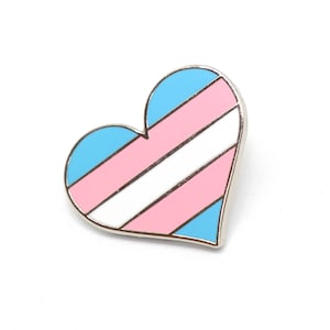 Transgender pride pin, transexual pin, Gay lapel pin, Trans flag pin, heart enamel pin, gay decoration, he she pin, LGBTQ pin, parade pin