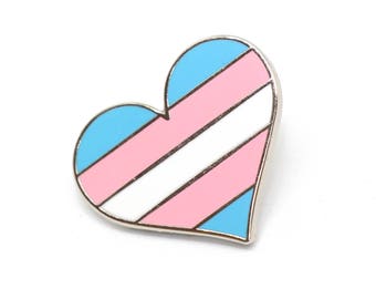 Transgender pride pin, transexual pin, Gay lapel pin, Trans flag pin, heart enamel pin, gay decoration, he she pin, LGBTQ pin, parade pin