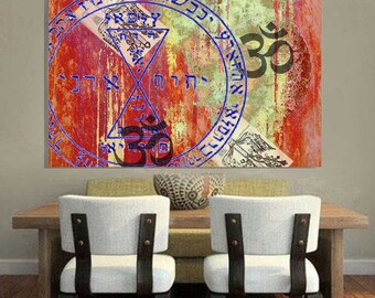 OM- decorated print on canvass, Vaz'S Italian Artist,Valentina Azzini