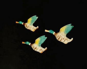 A Set of 3 Mid Century Flying Ducks Keele Street Pottery Made in England Slight A/F