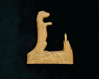 Early John Mainwaring Carved Light Oak Otter Flatback Sculpture