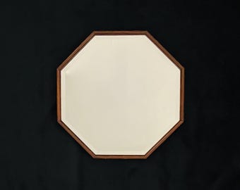 Antique Wood Surround Octagonal Mirror Bevelled Glass