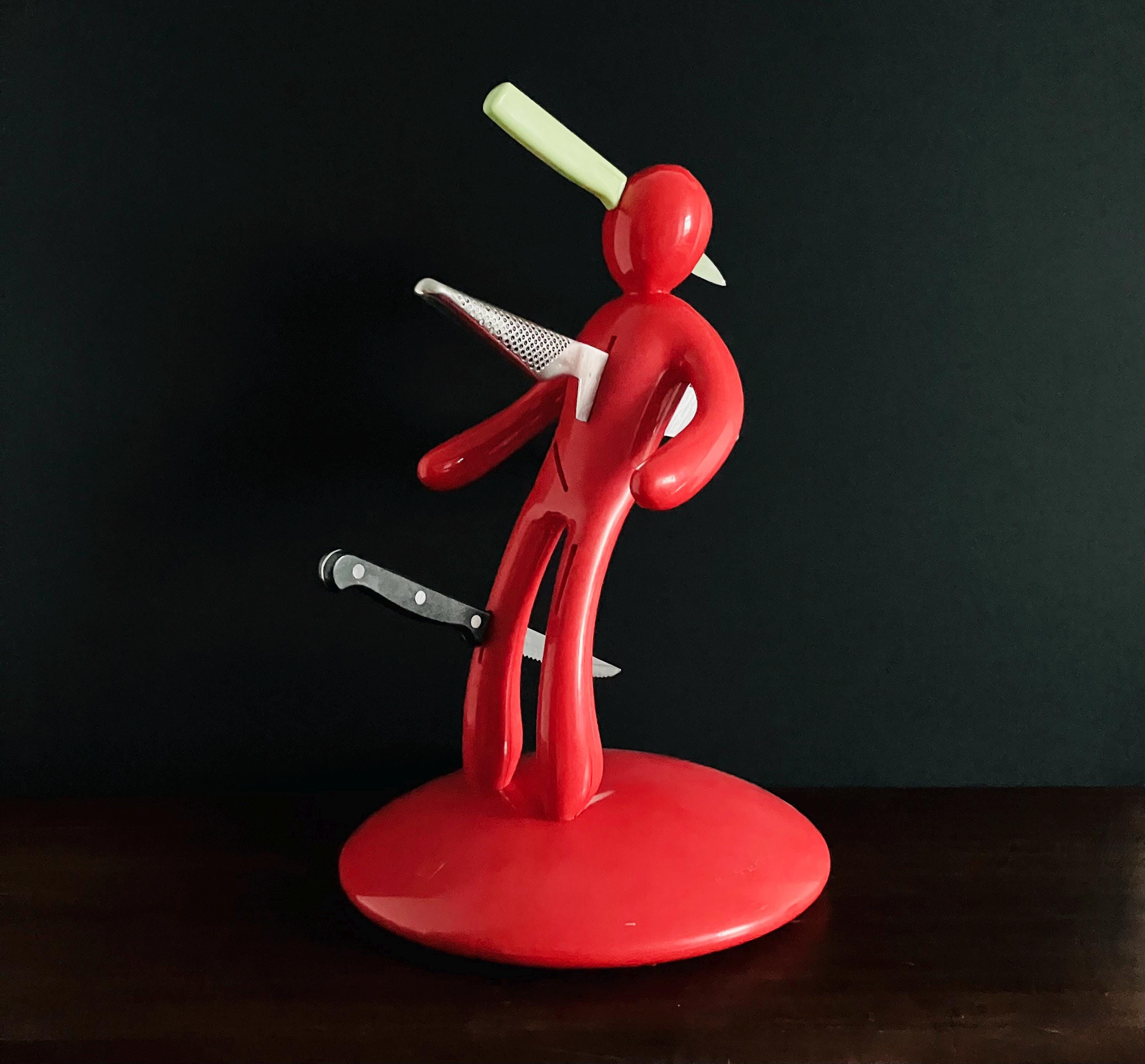 Raffaele Ianello Vice Versa Red Plastic Man Voodoo Knife Block