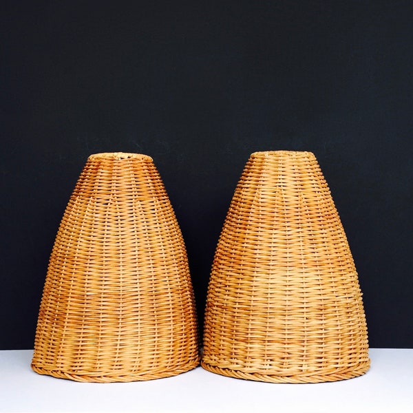 Vintage Wicker Cane Rattan Lampshades