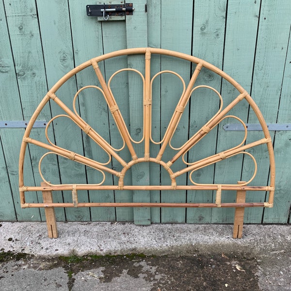 Vintage Mid Century Bamboo Peacock Headboard