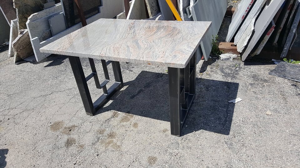 Modern Dining Table Granite Top With Steel Square Legs Etsy Ireland