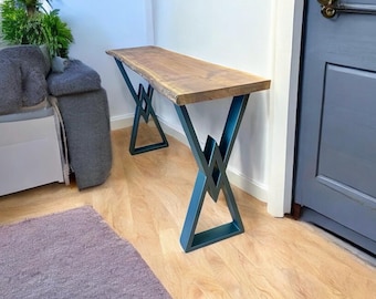 Handmade Steel Table Legs: Modern X-Frame, Black Powder Coat