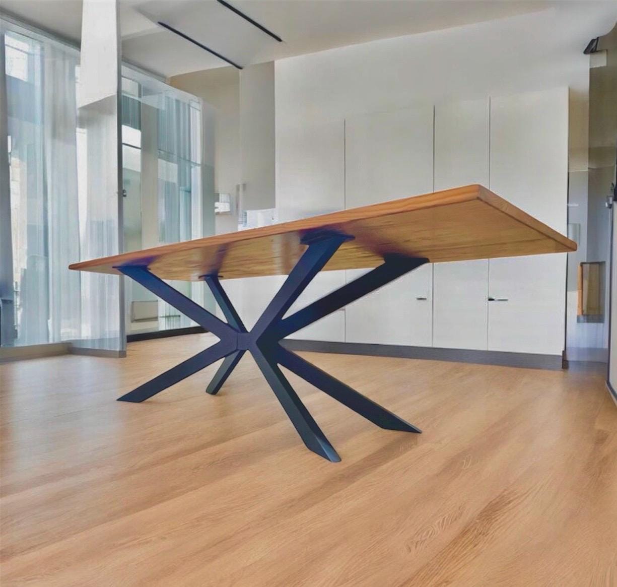 Spider Steel Dining Table Base Matte Black Powder Coat Industrial Metal ...