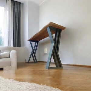Modern XZ Steel Table Legs: Heavy Duty, Powder Coat, DIY Console/Entryway