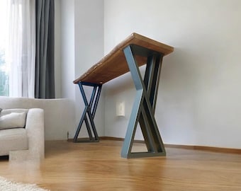 Modern XZ Steel Table Legs: Heavy Duty, Powder Coat, DIY Console/Entryway