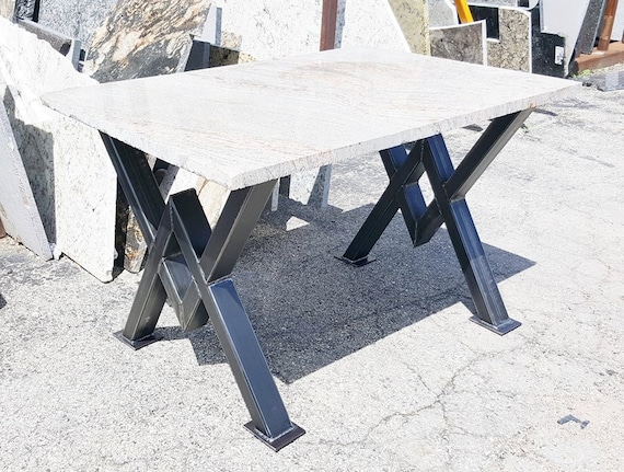 Design Dining Table, Heavy Duty Sturdy Steel Legs With Granite Top 