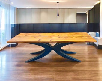 Elegant Steel Table Base, Modern Matte Black Powder Coated Metal Frame