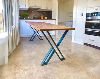 34"H Steel Table Legs, Modern Counter Height, Metal Island Base, Made in USA