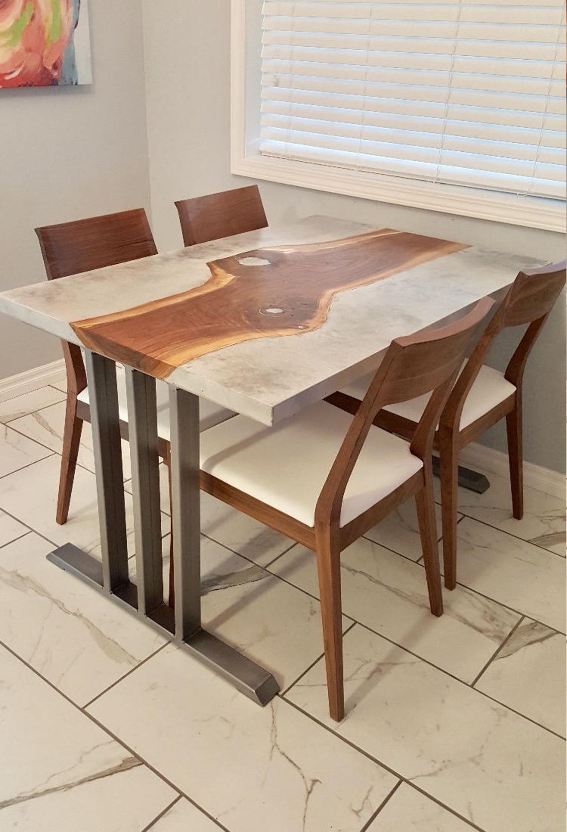 Design Dining Table Base Heavy Duty Sturdy Steel Base 2 Legs Etsy