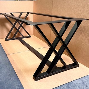 Design Dining Table Base, Double X With a Diamond, Super Heavy Duty Base, 2 legs + 3 cross braces