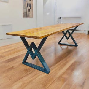 Modern Steel Table Legs, 28” Diamond Design, Matte Black Powder Coat (Set of 2)