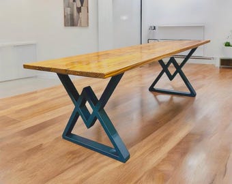Patas de mesa modernas de acero, diseño de diamante de 71 cm, recubrimiento en polvo negro mate (juego de 2)